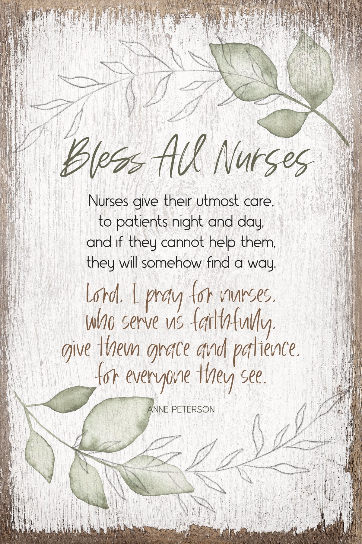 Bless All Nurses 6x9 MDF Plaque has silver edges, inspirational verse, and a modern farmhouse style to fit any decor. The plaque features full-color printing and a metal hanger and easel back.