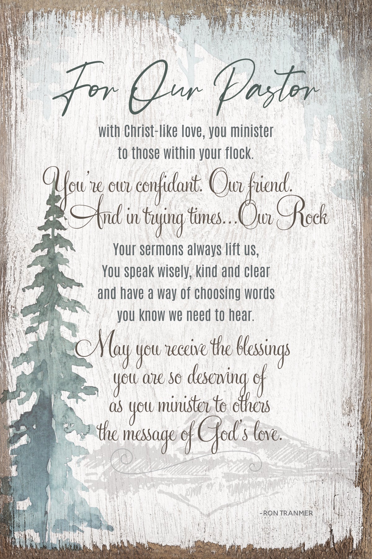 For Our Pastor 6x9 MDF Plaque has silver edges, inspirational verse, and a modern farmhouse style to fit any decor. The plaque features full-color printing and a metal hanger and easel back.