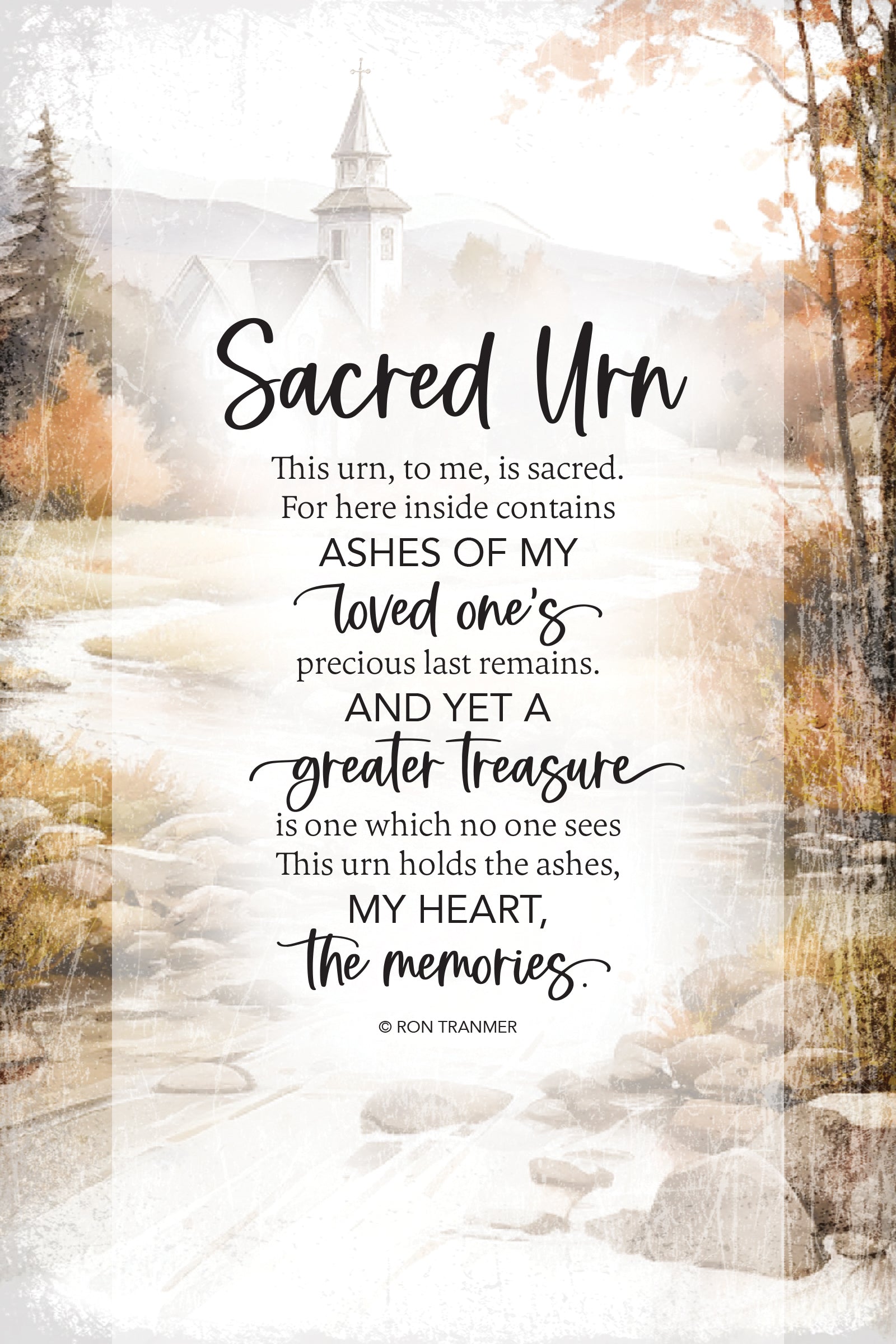 Sacred Urn 6x9 MDF Plaque has silver edges, inspirational verse, and a modern farmhouse style to fit any decor. The plaque features full-color printing and a metal hanger and easel back.