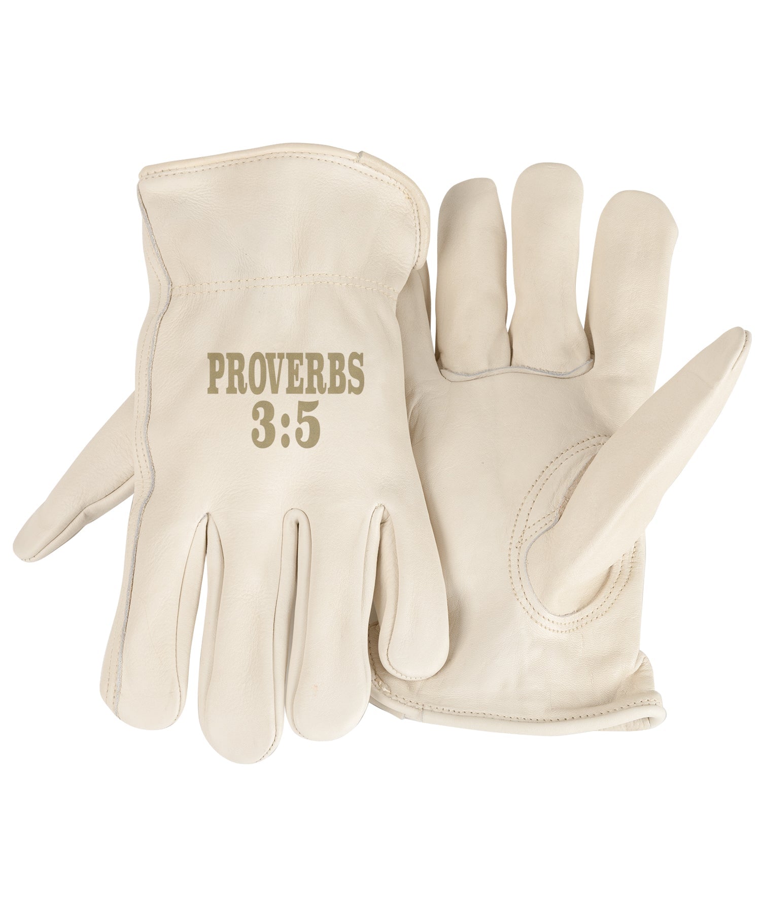 Adult Trailblazer Gloves – Proverbs 3:5 – Ivory Deerskin, Unlined & Breathable, Water-Resistant with Inspirational Message