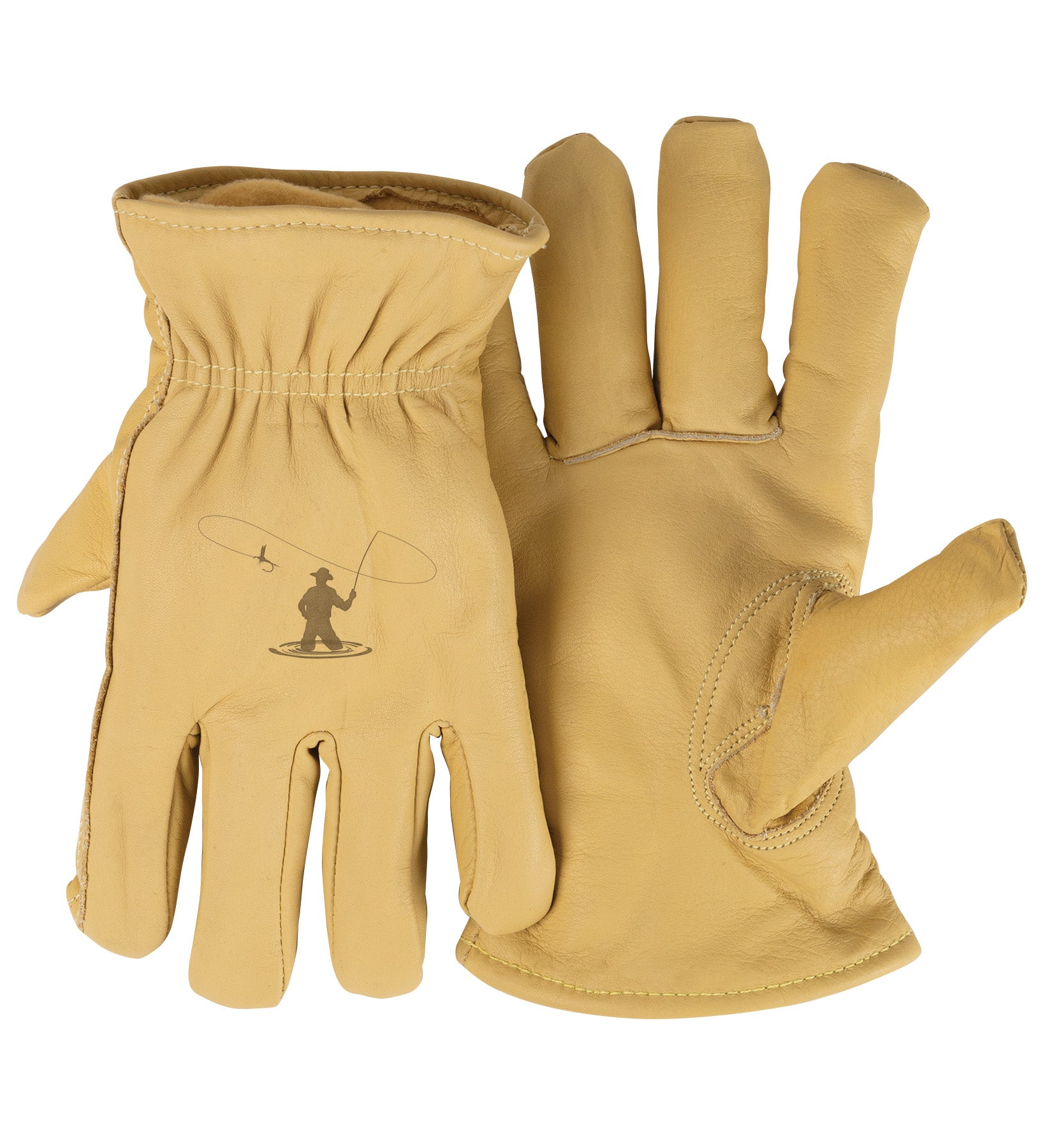 Adult Thinsulate™ Trailblazer Gloves – Fly Fishing – Beige Cowhide, Insulated, Water-Resistant with Inspirational Message