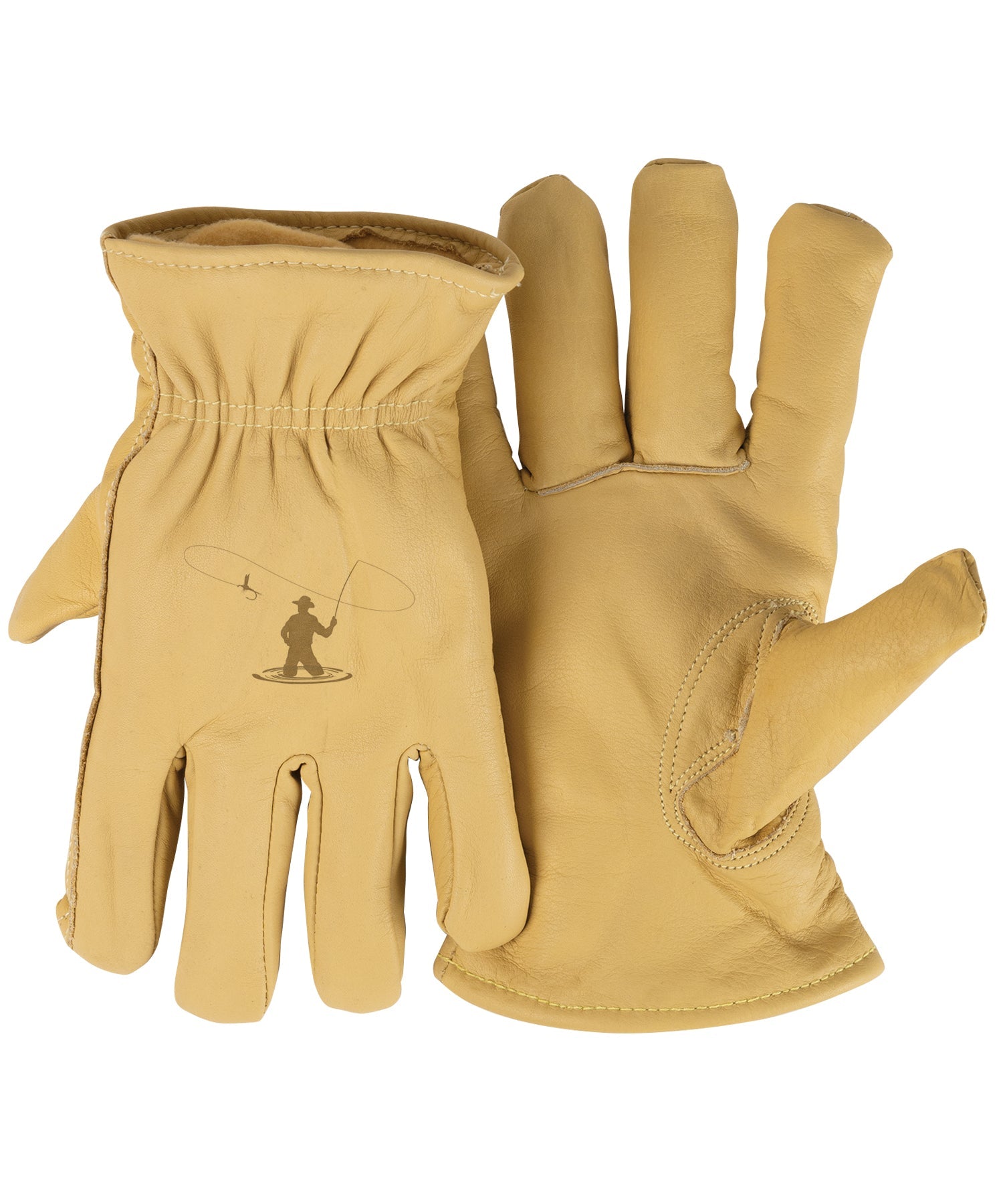 Adult Thinsulate™ Trailblazer Gloves – Fly Fishing – Beige Cowhide, Insulated, Water-Resistant with Inspirational Message