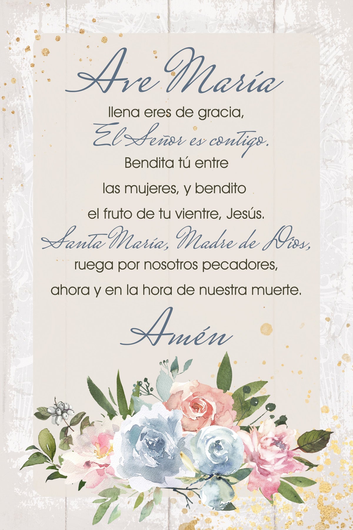 Ave María 4x6 MDF Plaque – Neutral Tones & Easel Back | Made in USA
