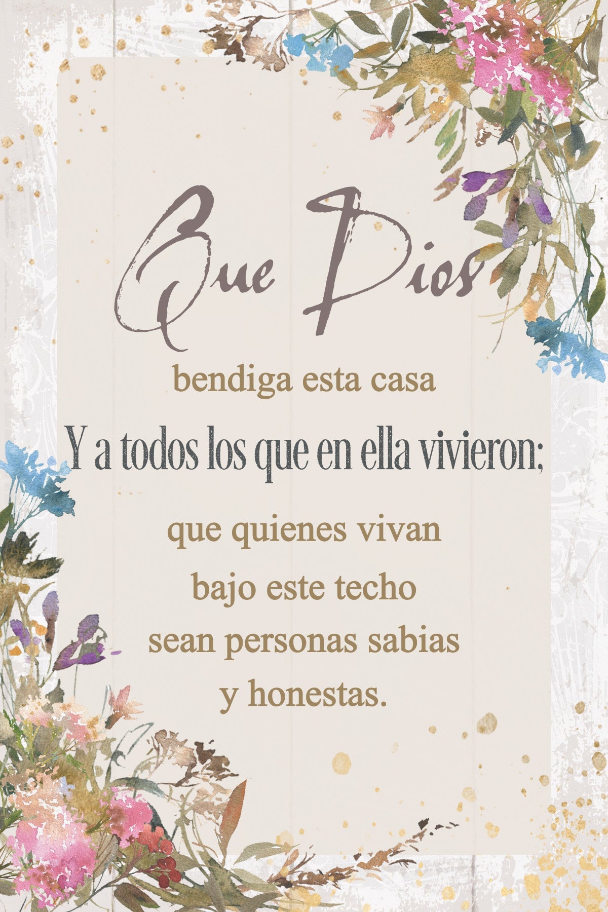 Que Dios Bendiga 4x6 MDF Plaque – Neutral Tones & Easel Back | Made in USA