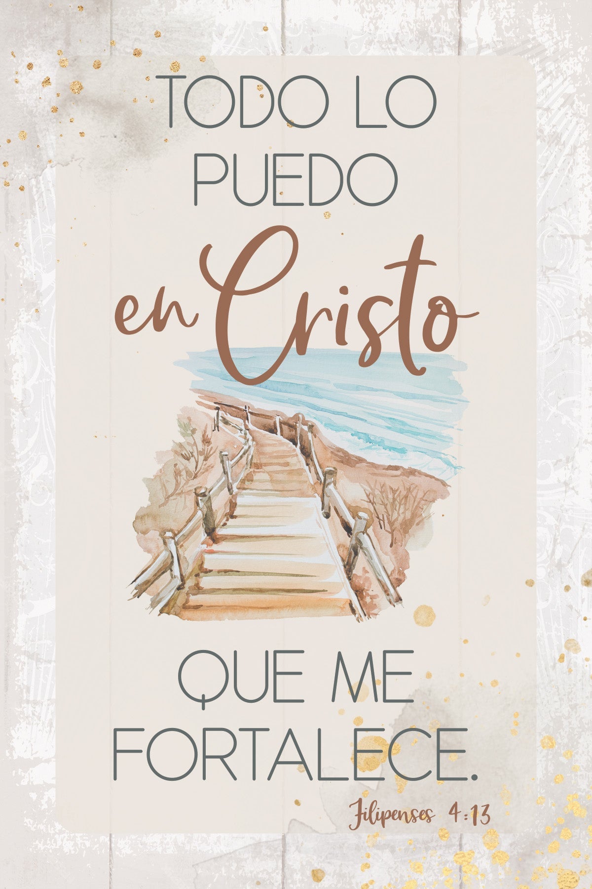 Todo Lo Puedo en Cristo 4x6 MDF Plaque – Neutral Tones & Easel Back | Made in USA