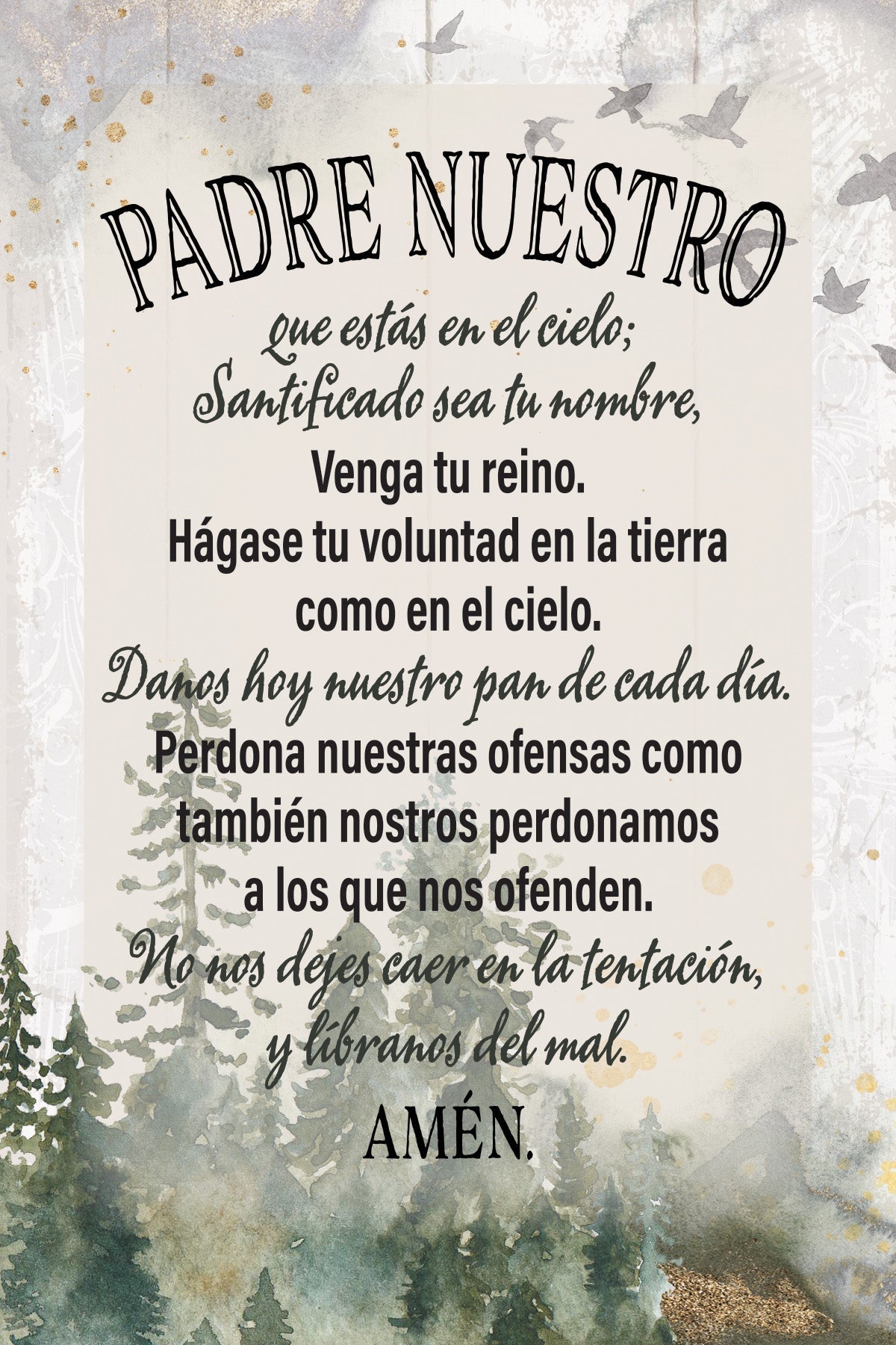 Padre Nuestro 4x6 MDF Plaque – Neutral Tones & Easel Back | Made in USA