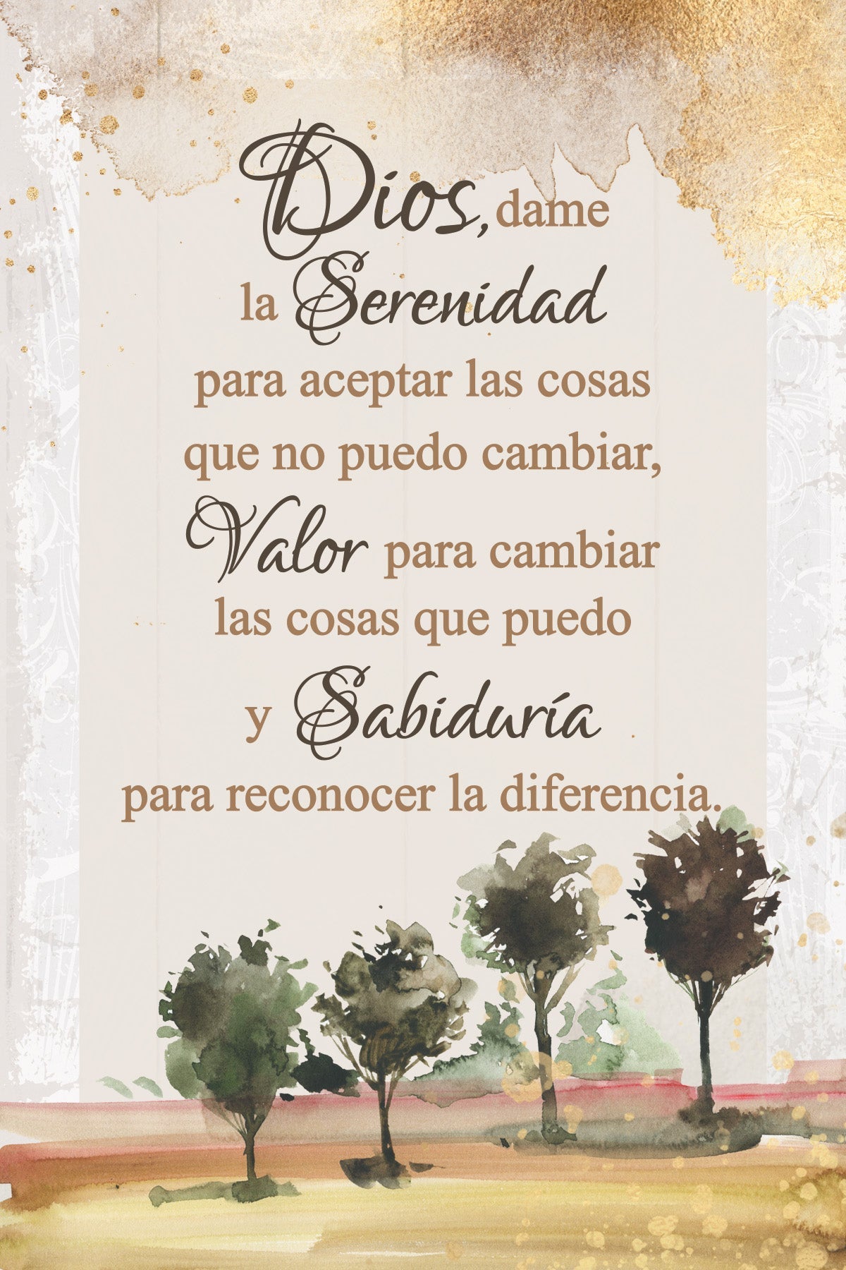 Dios Dame la Serenidad 4x6 MDF Plaque – Neutral Tones & Easel Back | Made in USA
