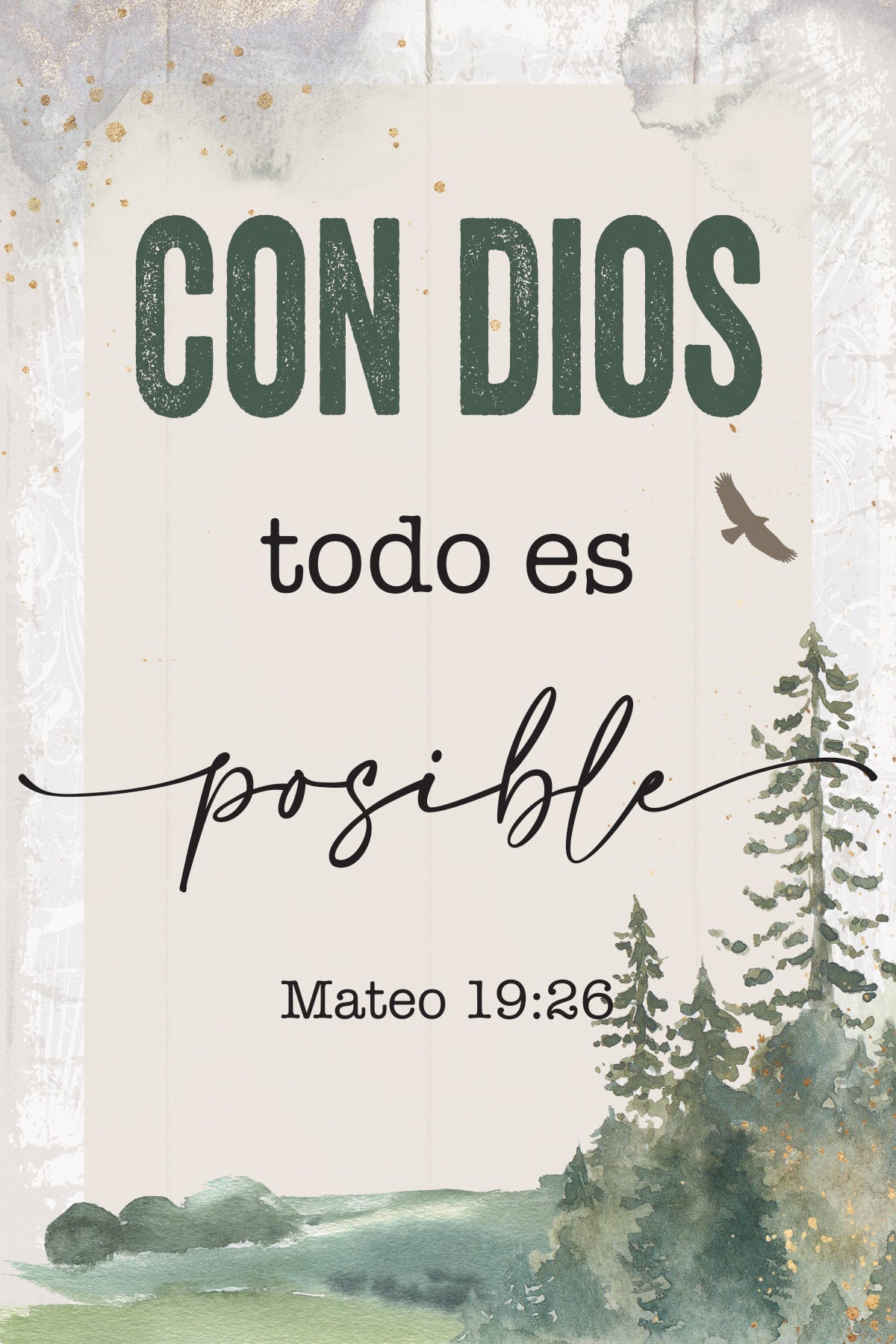 Con Dios Todo Es Posible 4x6 MDF Plaque – Neutral Tones & Easel Back | Made in USA