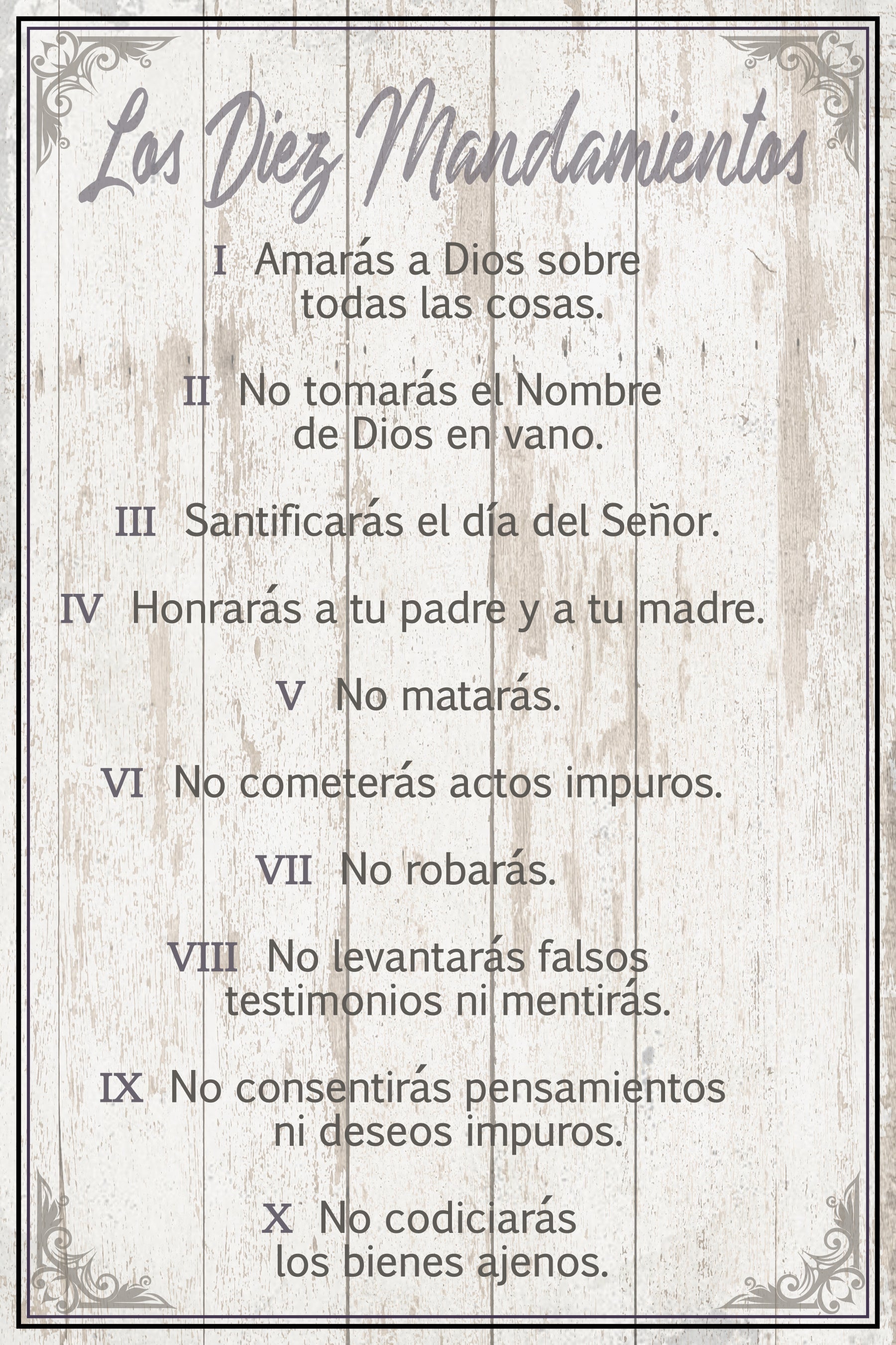 10 Commandments Spanish 6x9 MDF Plaque