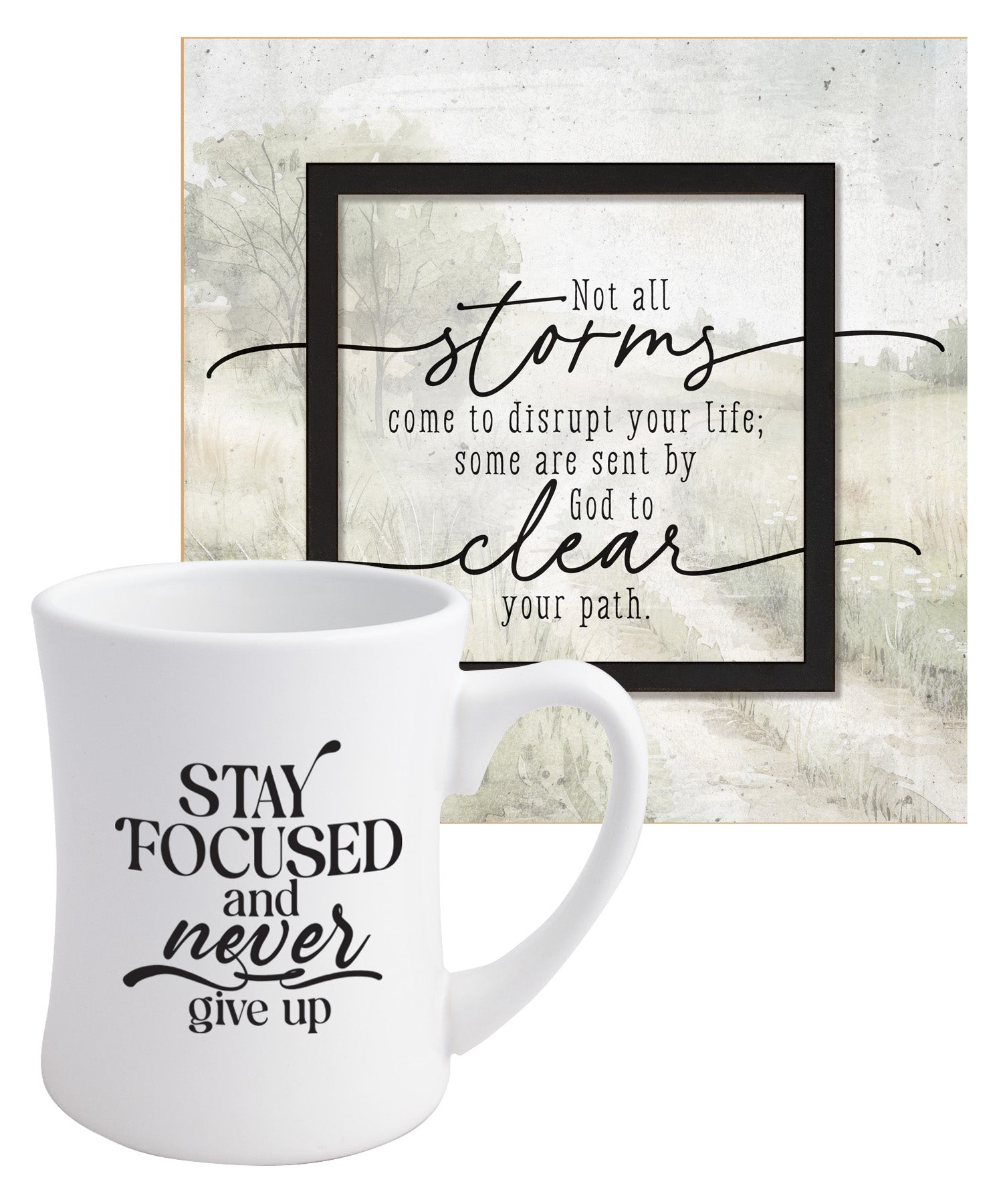 Inspirational mug and 4x6 frame designed to encourage and uplift, ideal for thoughtful everyday gifting.